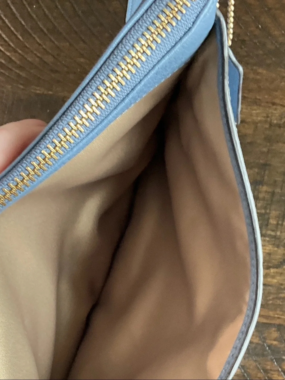 Coach Powder Blue Pebbled Leather Crossbody with Matching Wristlet
